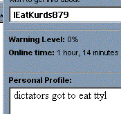 A common away message from Saddam Hussein, IEatKurds879.